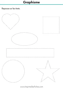 Fiche graphisme grande section pour repasser sur des tirets