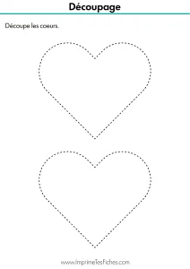fiche exercice découper coeur pointillés