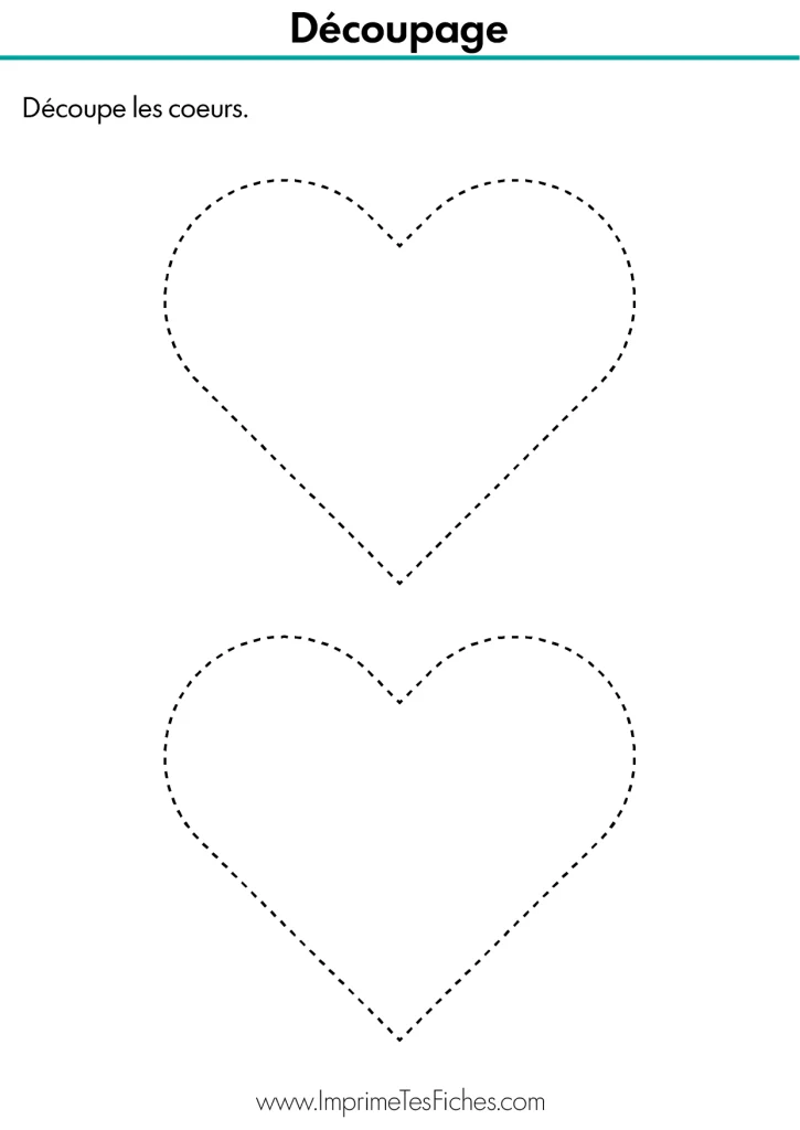 fiche exercice découper coeur pointillés