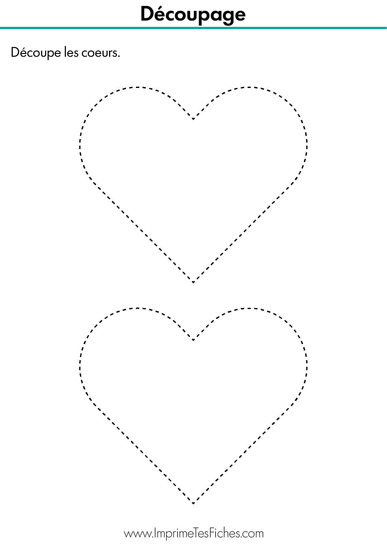 fiche exercice découper coeur pointillés